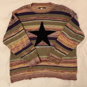 Urban Outfitters Multicolor Striped Star Sweater (Oversized)
